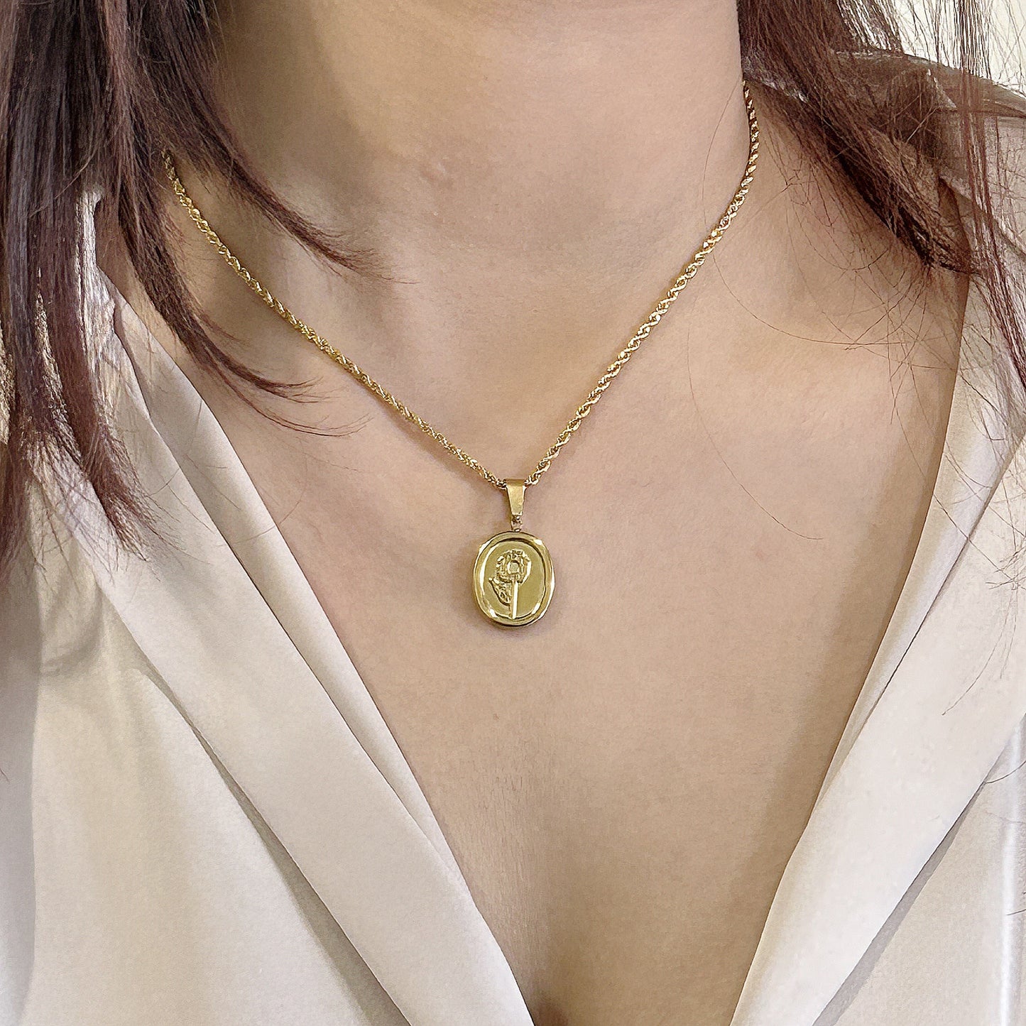 SUNFLOWER PENDANT NECKLACE 18K GOLD PLATED