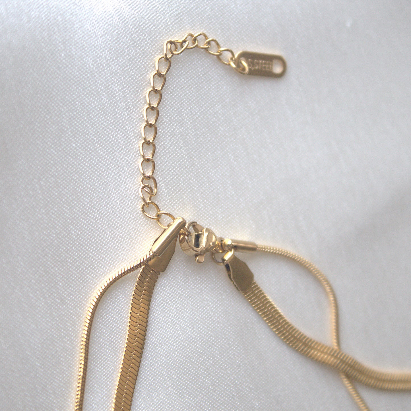 SUN DUAL SNAKE CHAIN NECKLACE 18K GOLD PLATED